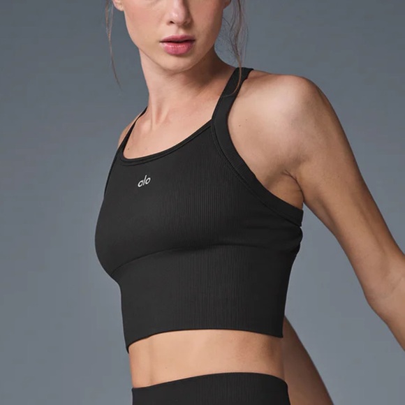 ALO Yoga Tops - ALO Yoga Black Ribbed Cropped Tank